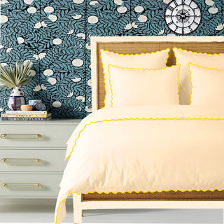 Ivory 400TC Cotton Small Scallop Embroidery Duvet Cover Set