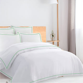 400TC Cotton Single Edge Embroidery Sateen Solid Duvet Cover Set