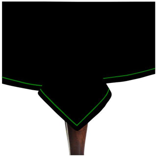 Single Embroidery Border Sateen Cotton Solid Table Cloth - Black