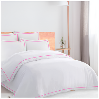 400TC Cotton Single Edge Embroidery Sateen Solid Duvet Cover Set