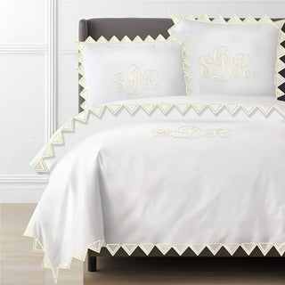 Monogram Ashley 400TC Cotton Traingle Embroidery Sateen Solid Duvet Cover Set