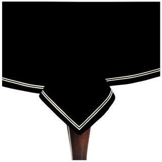 Double Embroidery Border Sateen Cotton Solid Table Cloth - Black
