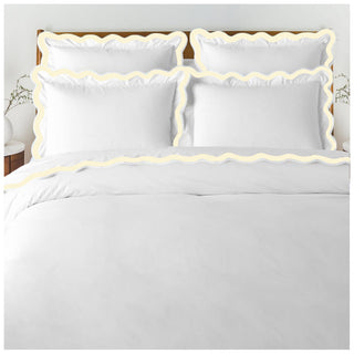 400TC Applique Scalloped Embroidery Cotton Duvet Cover Set