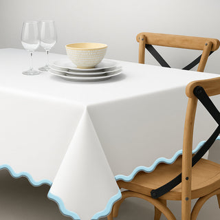 Applique Scalloped Embroidery Cotton Table Cloth