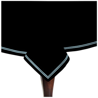 Double Embroidery Border Sateen Cotton Solid Table Cloth - Black