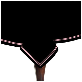 Double Embroidery Border Sateen Cotton Solid Table Cloth - Black