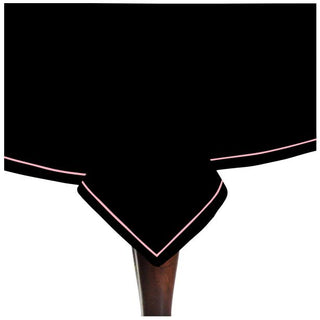 Single Embroidery Border Sateen Cotton Solid Table Cloth - Black