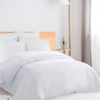 400TC Cotton Single Edge Embroidery Sateen Solid Duvet Cover Set