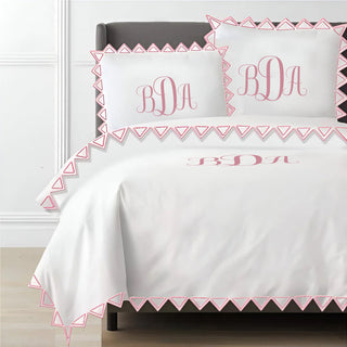 Monogram Ashley 400TC Cotton Traingle Embroidery Sateen Solid Duvet Cover Set