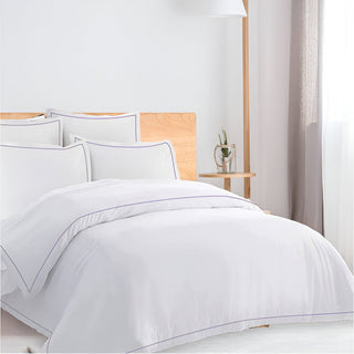 400TC Cotton Single Edge Embroidery Sateen Solid Duvet Cover Set