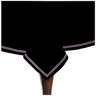 Double Embroidery Border Sateen Cotton Solid Table Cloth - Black