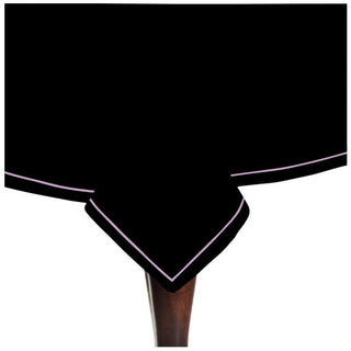 Single Embroidery Border Sateen Cotton Solid Table Cloth - Black