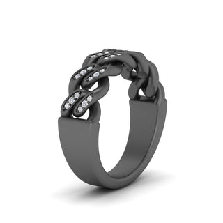 Mens Cuban Link Diamond Wedding Ring - MENAGERIE Intimates MENS Lingerie