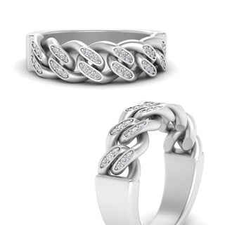 Mens Cuban Link Diamond Wedding Ring - MENAGERIE Intimates MENS Lingerie