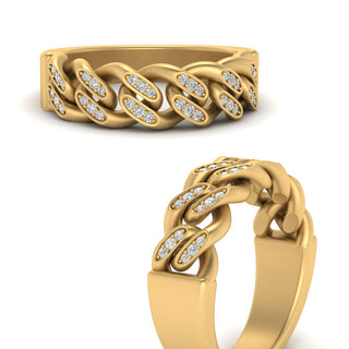 Mens Cuban Link Diamond Wedding Ring - MENAGERIE Intimates MENS Lingerie