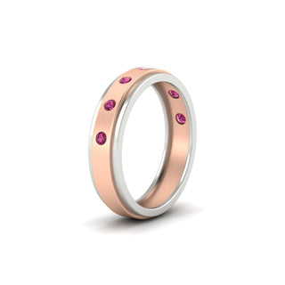 Two Tone Bezel Stone | Wedding Band