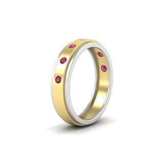Two Tone Bezel Stone | Wedding Band
