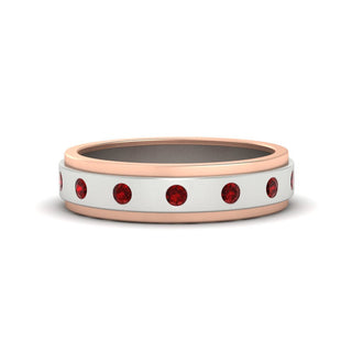 Two Tone Bezel Stone | Wedding Band