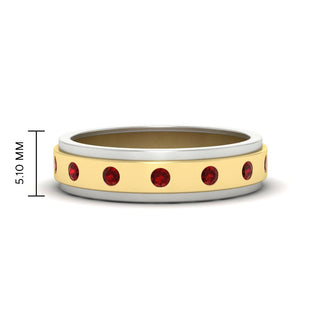 Two Tone Bezel Stone | Wedding Band