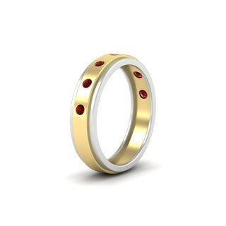 Two Tone Bezel Stone | Wedding Band