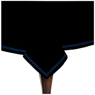 Double Embroidery Border Sateen Cotton Solid Table Cloth - Black