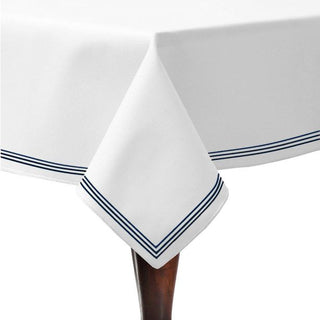 Triple Embroidery Border Sateen Poly Cotton Solid Table Cloth