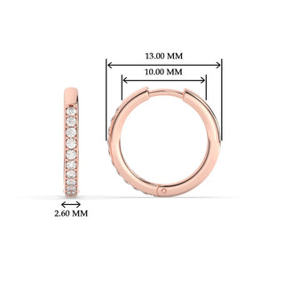 Pave Set Round Diamond Hinged Hoop Earrings
