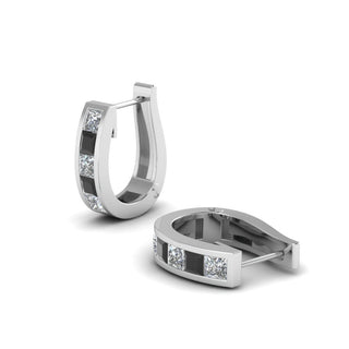 Channel Set Huggie Hoop Earring