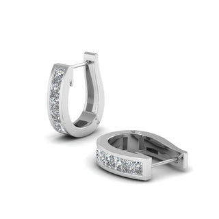 Channel Set Huggie Hoop Earring