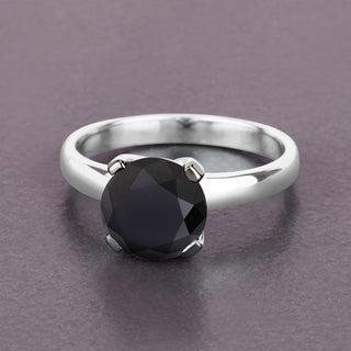 3.00 Carat Genuine Black Diamond 14K White Gold Ring