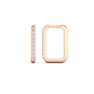 Rectangle Diamond Hoop Earring