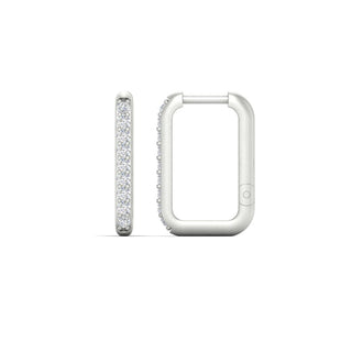 Rectangle Diamond Hoop Earring