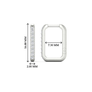 Rectangle Diamond Hoop Earring