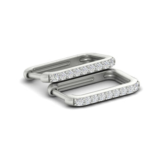 Rectangle Diamond Hoop Earring