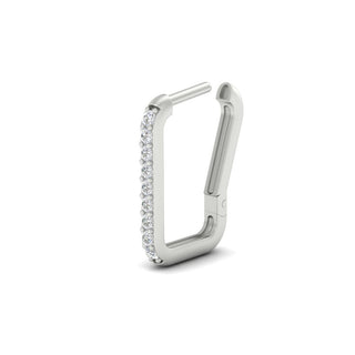 Rectangle Diamond Hoop Earring