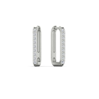 Rectangle Diamond Hoop Earring