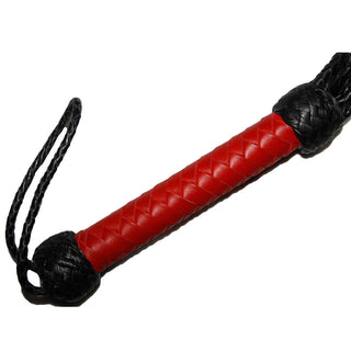 Leather Flogger |  9 Braided Falls & Red Roses