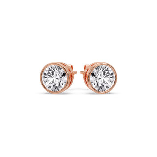 Round Cut Stud Bezel Set Earring