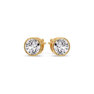 Round Cut Stud Bezel Set Earring