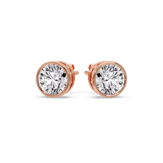 Round Cut Stud Bezel Set Earring