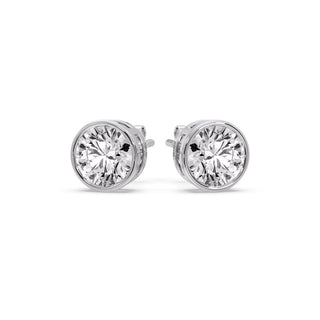Round Cut Stud Bezel Set Earring