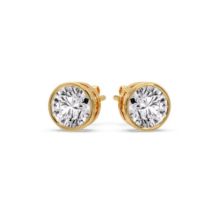 Round Cut Stud Bezel Set Earring