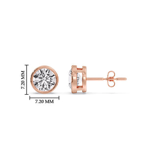 Round Cut Stud Bezel Set Earring