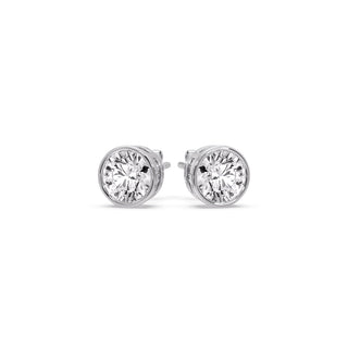 Round Cut Stud Bezel Set Earring