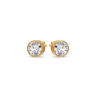 Round Cut Stud Bezel Set Earring