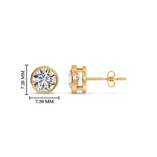 Round Cut Stud Bezel Set Earring