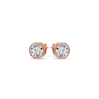 Round Cut Stud Bezel Set Earring