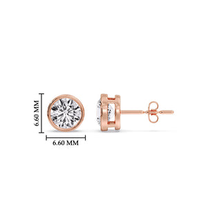 Round Cut Stud Bezel Set Earring