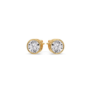 Round Cut Stud Bezel Set Earring