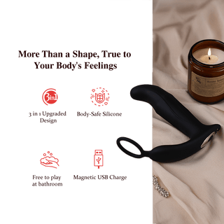 SBD|Thrusting & Vibrating Anal Vibrator Butt Plug with Cock Ring - MENAGERIE Intimates MENS Lingerie